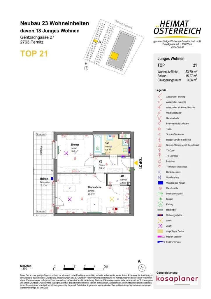 2-Zimmer-Wohnung mieten in Wiener Neustadt Land – 53,7 m², € 602 – Bild 3 von 7