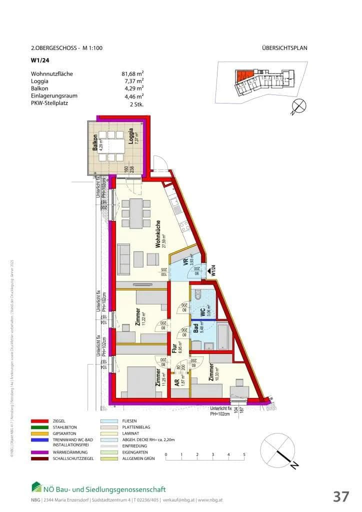 4-Zimmer-Wohnung mieten in Scheibbs – 81,68 m², € 877 – Bild 2 von 3