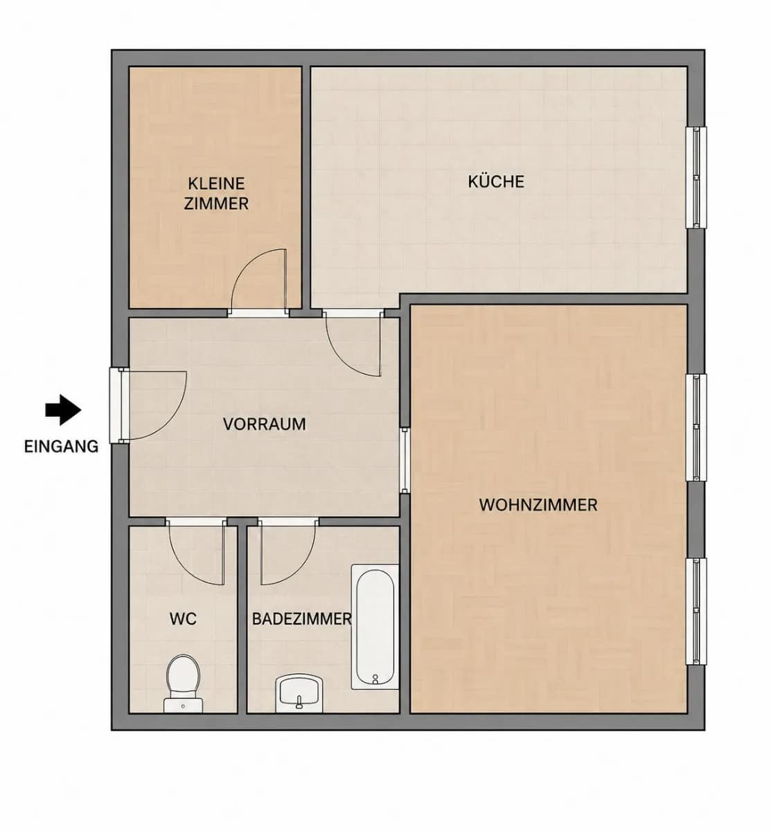 2-Zimmer-Wohnung mieten in Wien – 45 m²