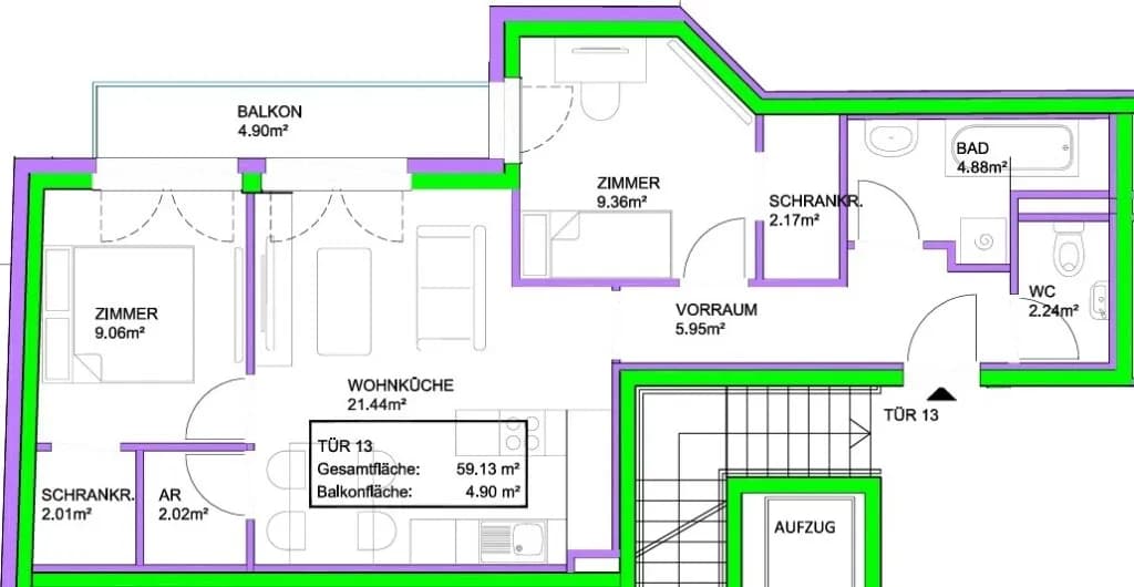 3-Zimmer-Wohnung kaufen in Wien – 59,13 m², € 339.950 – Bild 10 von 10