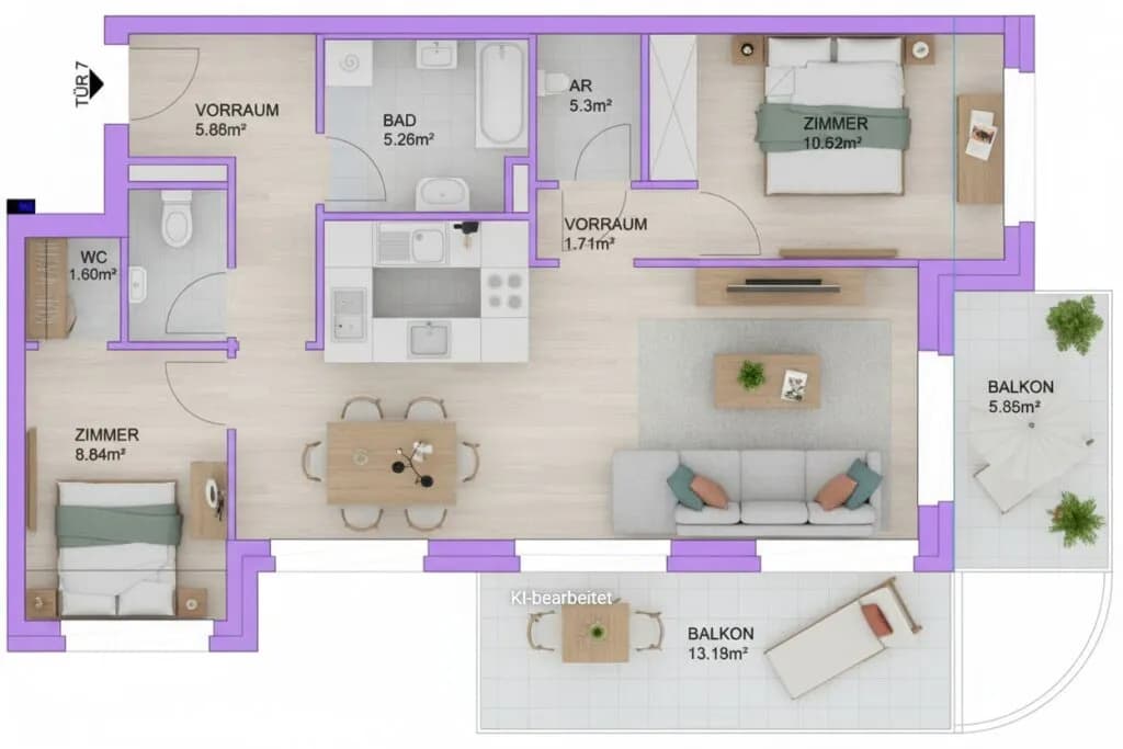 3-Zimmer-Wohnung kaufen in Wien – 69,22 m², € 383.350 – Bild 8 von 9