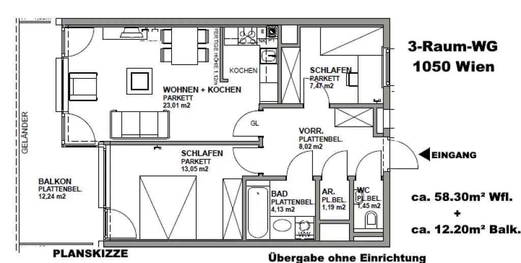 2-Zimmer-Wohnung mieten in Wien – 58,32 m², € 1.230 – Bild 17 von 17