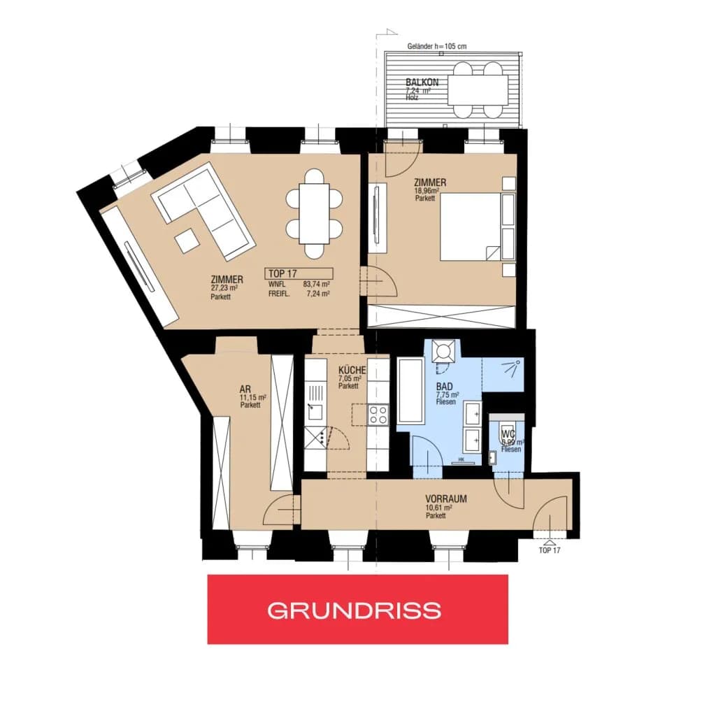 3-Zimmer-Wohnung kaufen in Wien – 83,74 m², € 559.000 – Bild 14 von 14