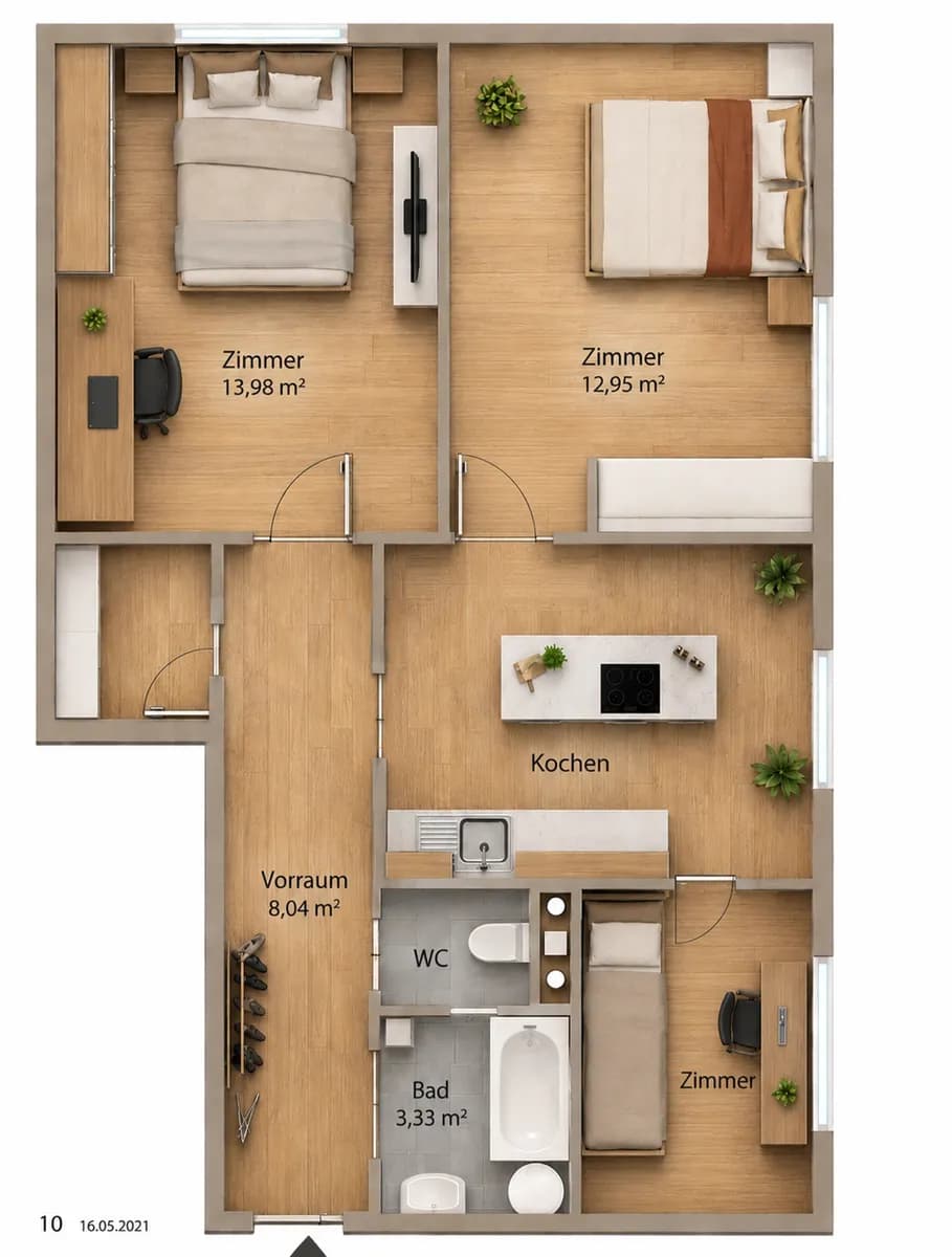 4-Zimmer-Wohnung mieten in Klagenfurt – 57 m², € 2.400 – Bild 9 von 14