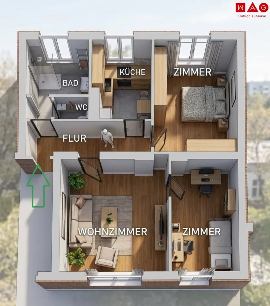 3-Zimmer-Wohnung mieten in Leoben – 69,32 m², € 586 – Bild 11 von 11