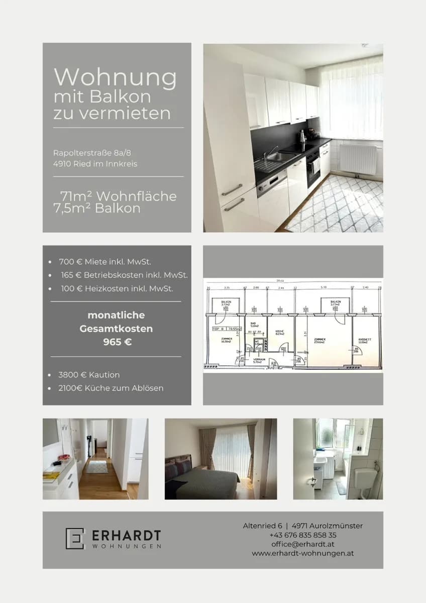 3-Zimmer-Wohnung mieten in Ried im Innkreis – 71 m², € 965