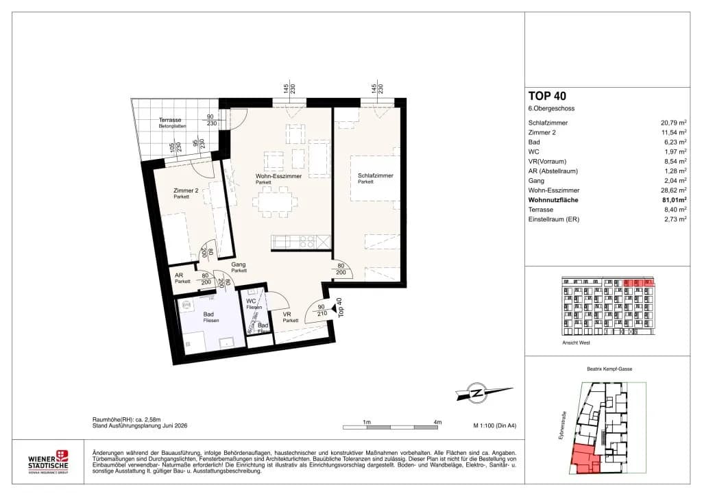 3-Zimmer-Wohnung mieten in Sankt Pölten – 81,01 m², € 1.415 – Bild 3 von 3