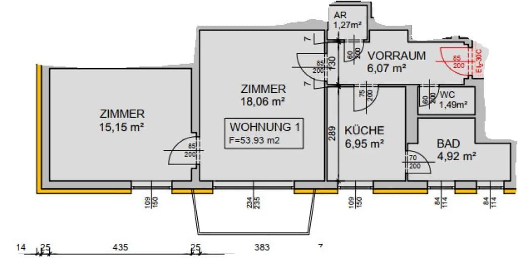 2-Zimmer-Wohnung mieten in Sankt Pölten – 53,93 m², € 506 – Bild 4 von 4