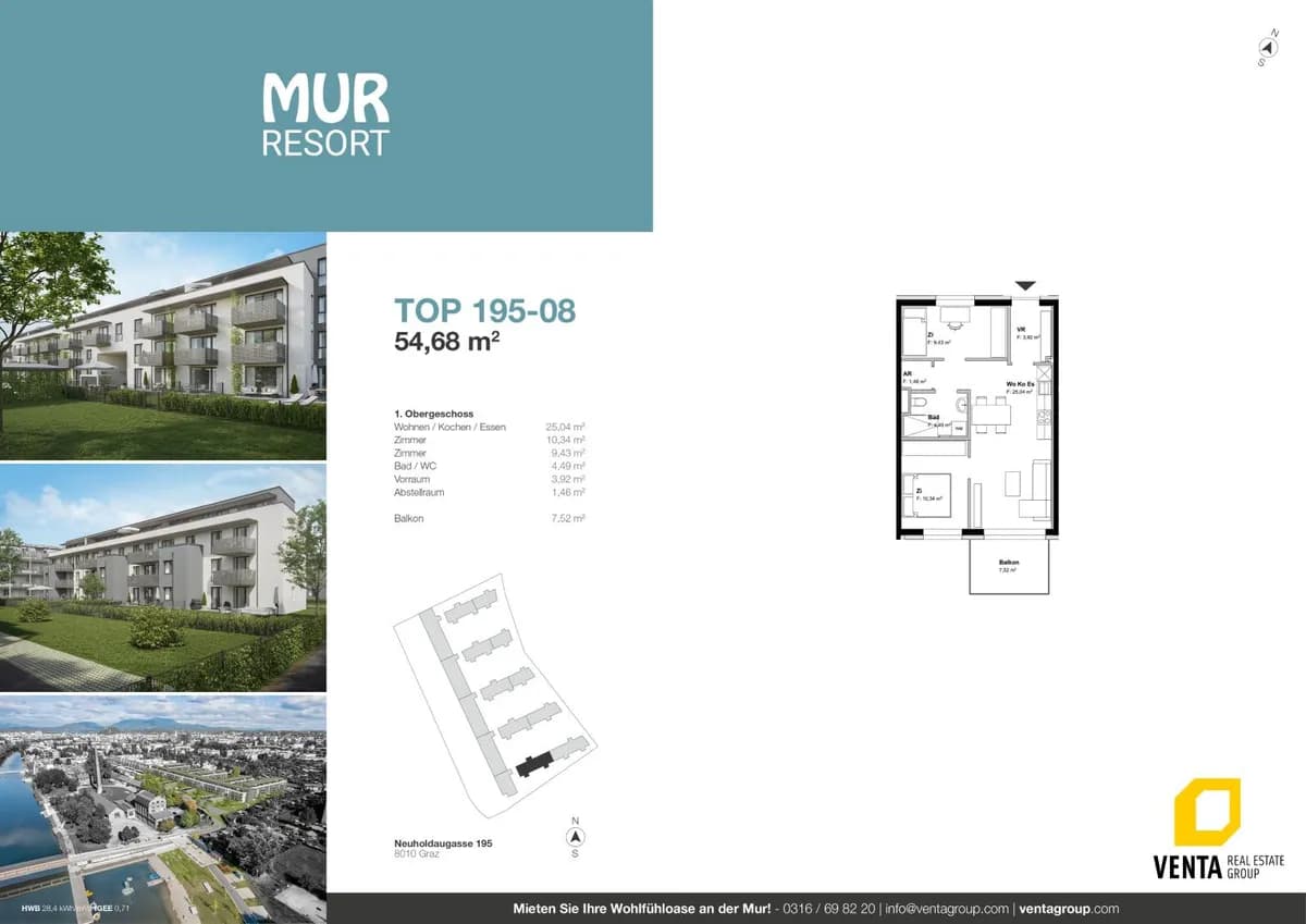 3-Zimmer-Wohnung mieten in Graz – 54,68 m², € 900 – Bild 7 von 9