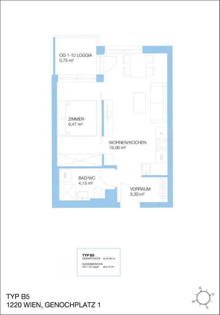 2-Zimmer-Wohnung mieten in Wien – 41,3 m², € 740 – Bild 7 von 9