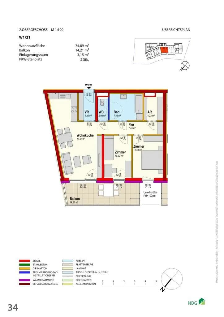 3-Zimmer-Wohnung mieten in Scheibbs – 74,6 m², € 809 – Bild 2 von 3