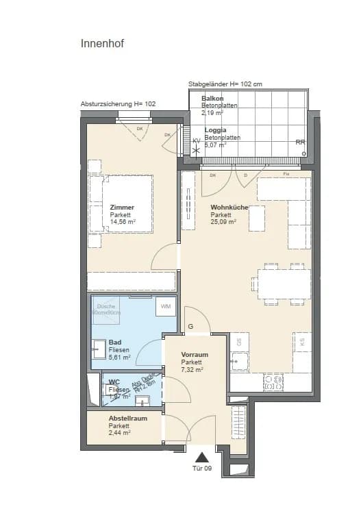 2-Zimmer-Wohnung kaufen in Wien – 56,99 m², € 396.500 – Bild 7 von 8