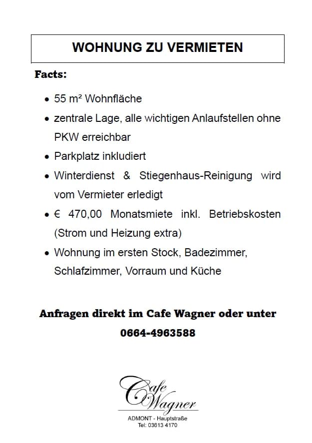 Wohnung mieten in Liezen – 55 m², € 470