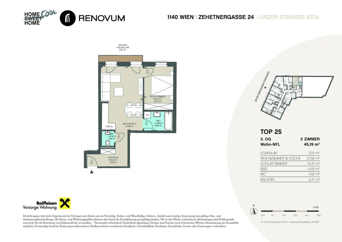 2-Zimmer-Wohnung mieten in Wien – 45,19 m², € 900 – Bild 10 von 10