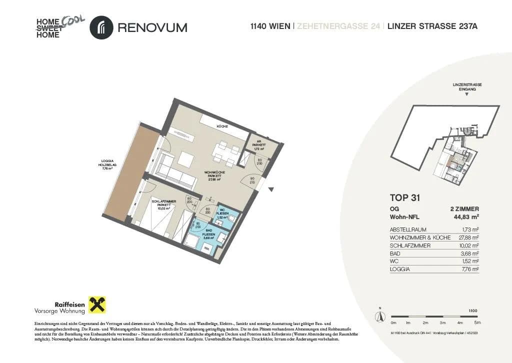 2-Zimmer-Wohnung mieten in Wien – 44,83 m², € 865 – Bild 9 von 9