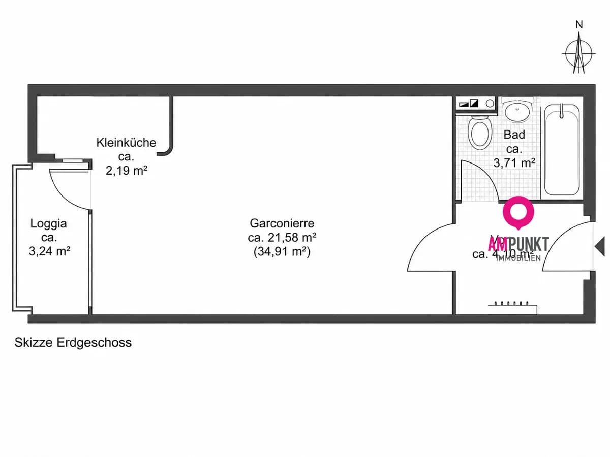 1-Zimmer-Wohnung kaufen in Salzburg Stadt – 32 m², € 239.000 – Bild 9 von 9