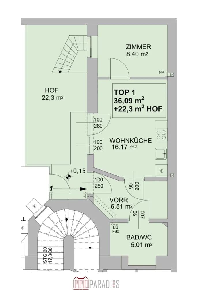 1-Zimmer-Wohnung kaufen in Wien – 36,09 m², € 179.000 – Bild 9 von 10
