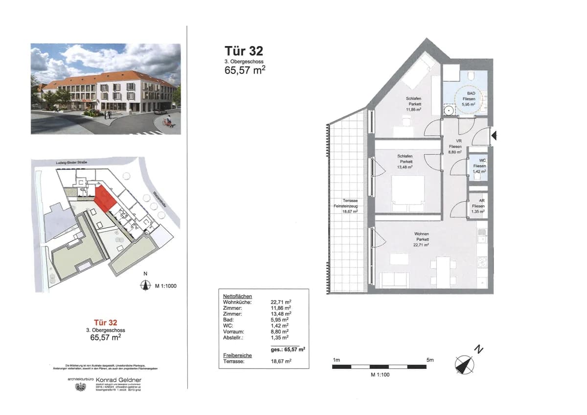 3-Zimmer-Wohnung mieten in Weiz – 65,57 m², € 1.016 – Bild 3 von 4