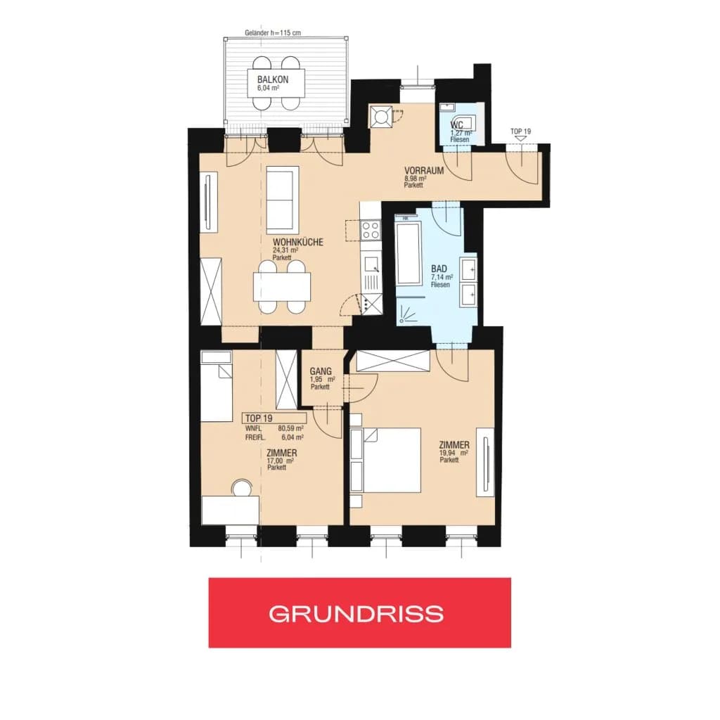 3-Zimmer-Wohnung kaufen in Wien – 80,59 m², € 549.000 – Bild 19 von 19
