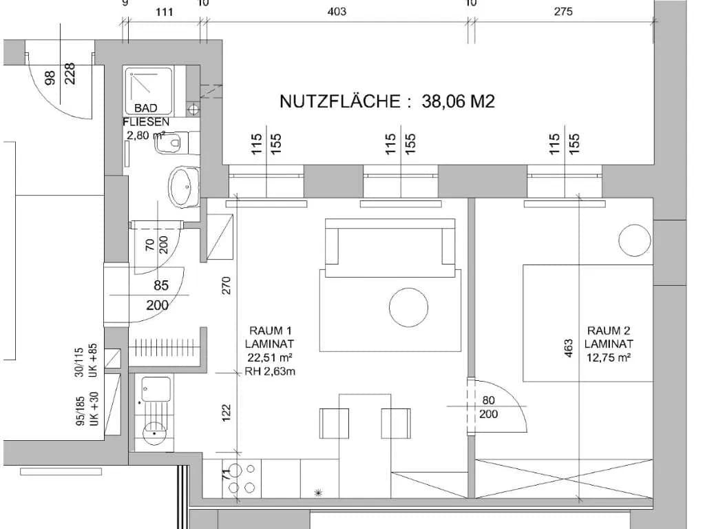 2-Zimmer-Wohnung mieten in Wels – 38 m², € 612 – Bild 6 von 6
