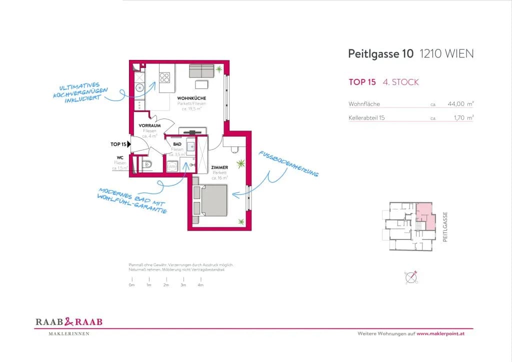 2-Zimmer-Wohnung mieten in Wien – 44 m², € 832 – Bild 10 von 10