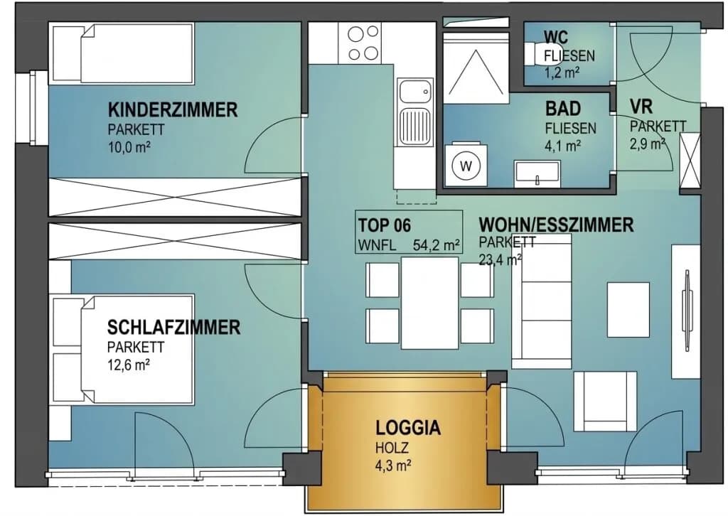 3-Zimmer-Wohnung mieten in Wien – 53,84 m², € 1.435 – Bild 12 von 12