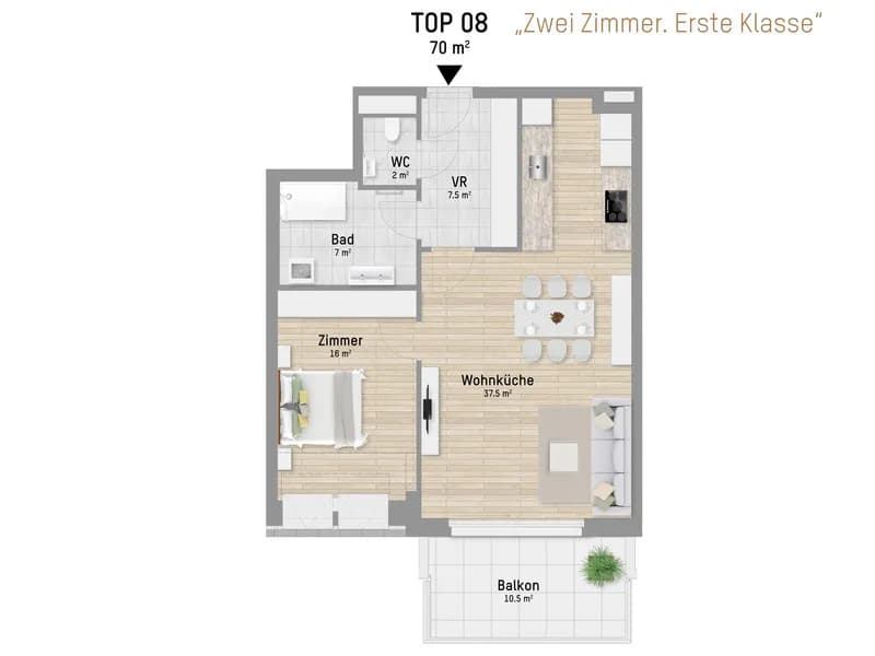 2-Zimmer-Wohnung kaufen in Wien – 70,04 m², € 479.900 – Bild 3 von 12