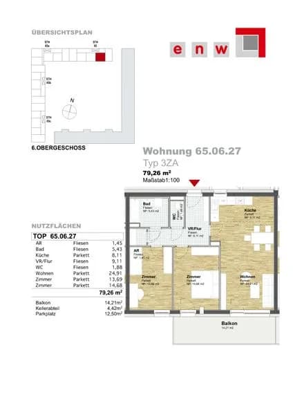 3-Zimmer-Wohnung mieten in Graz – 79,26 m², € 1.100 – Bild 4 von 5