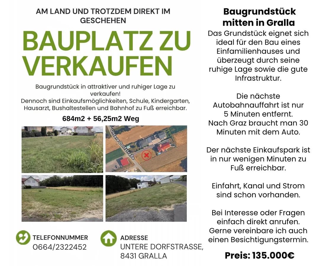 Grundstück kaufen in Leibnitz – 684 m², € 135.000