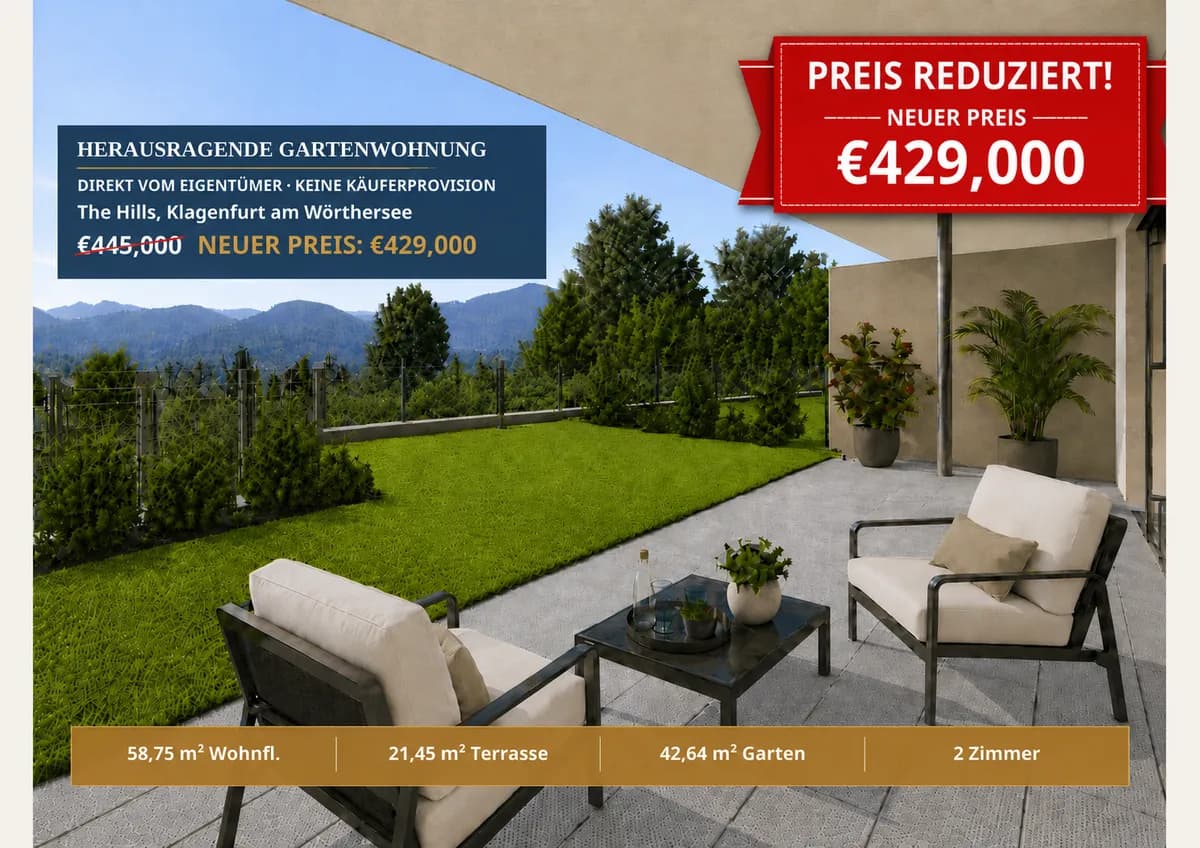 2-Zimmer-Wohnung kaufen in Klagenfurt – 59 m², € 429.000 – Bild 1 von 26