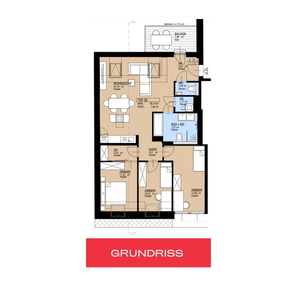 4-Zimmer-Wohnung kaufen in Wien – 90,74 m², € 749.000 – Bild 7 von 7
