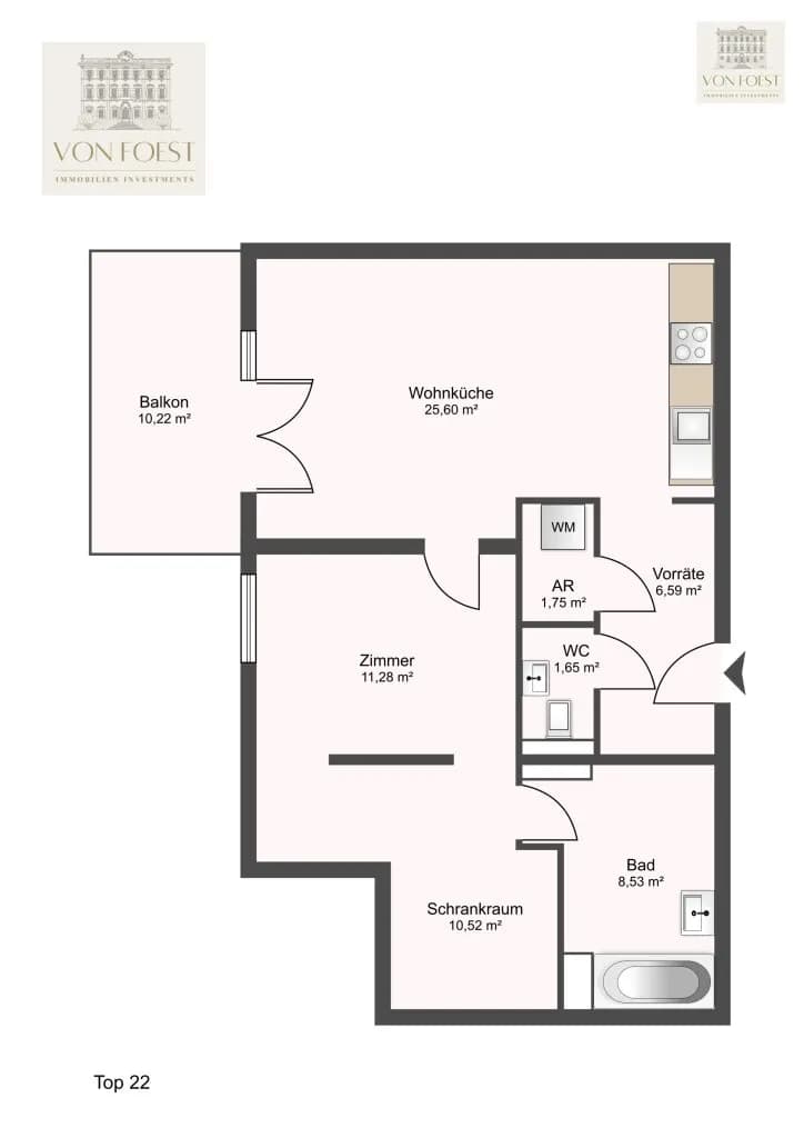 2-Zimmer-Wohnung kaufen in Baden – 65,91 m², € 279.000 – Bild 19 von 19