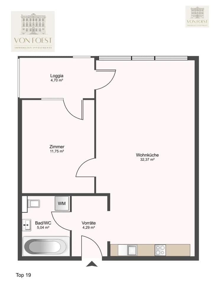 2-Zimmer-Wohnung kaufen in Baden – 58,15 m², € 225.000 – Bild 13 von 13