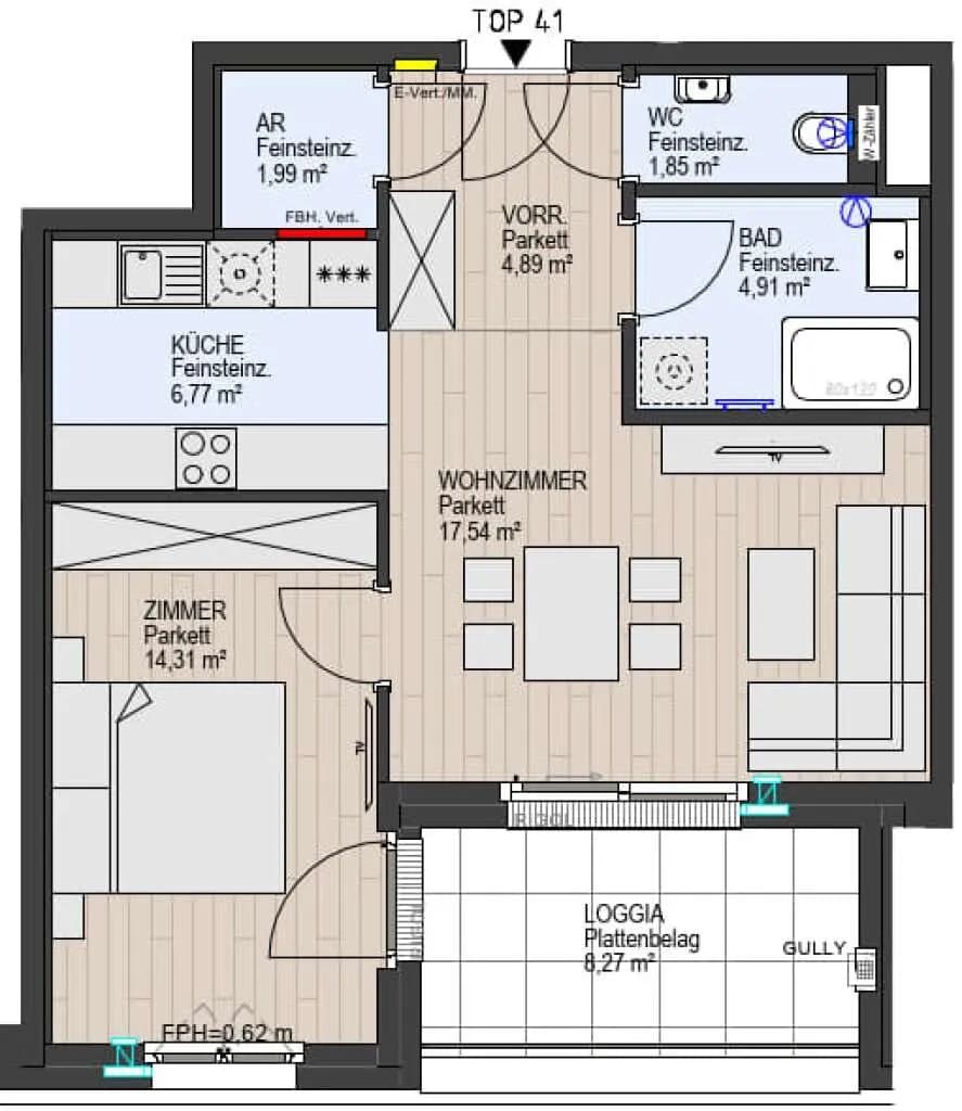 2-Zimmer-Wohnung kaufen in Wien – 52,26 m², € 387.000 – Bild 3 von 11