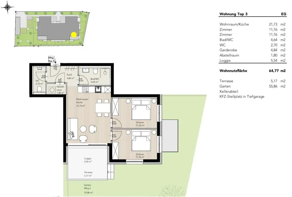3-Zimmer-Wohnung kaufen in Liezen – 64,77 m², € 860.622 – Bild 5 von 5