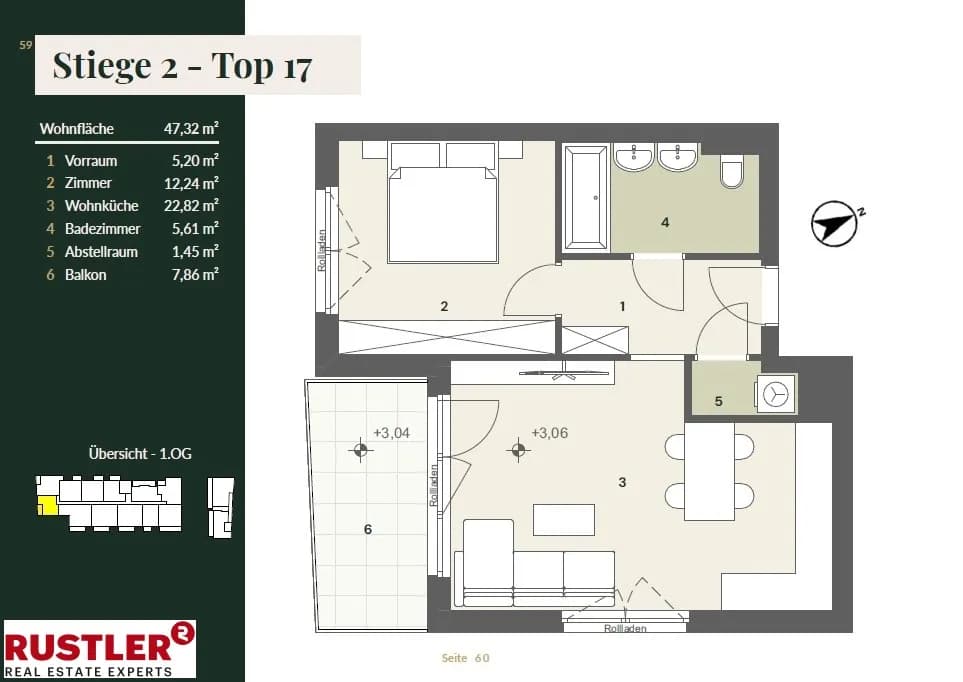 2-Zimmer-Wohnung kaufen in Mödling – 47,32 m², € 320.000 – Bild 4 von 6