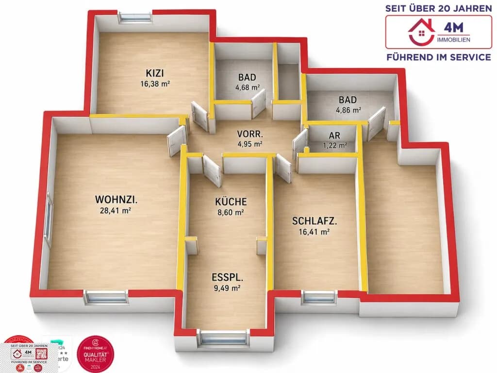 3-Zimmer-Wohnung kaufen in Baden – 102 m², € 270.000 – Bild 3 von 10