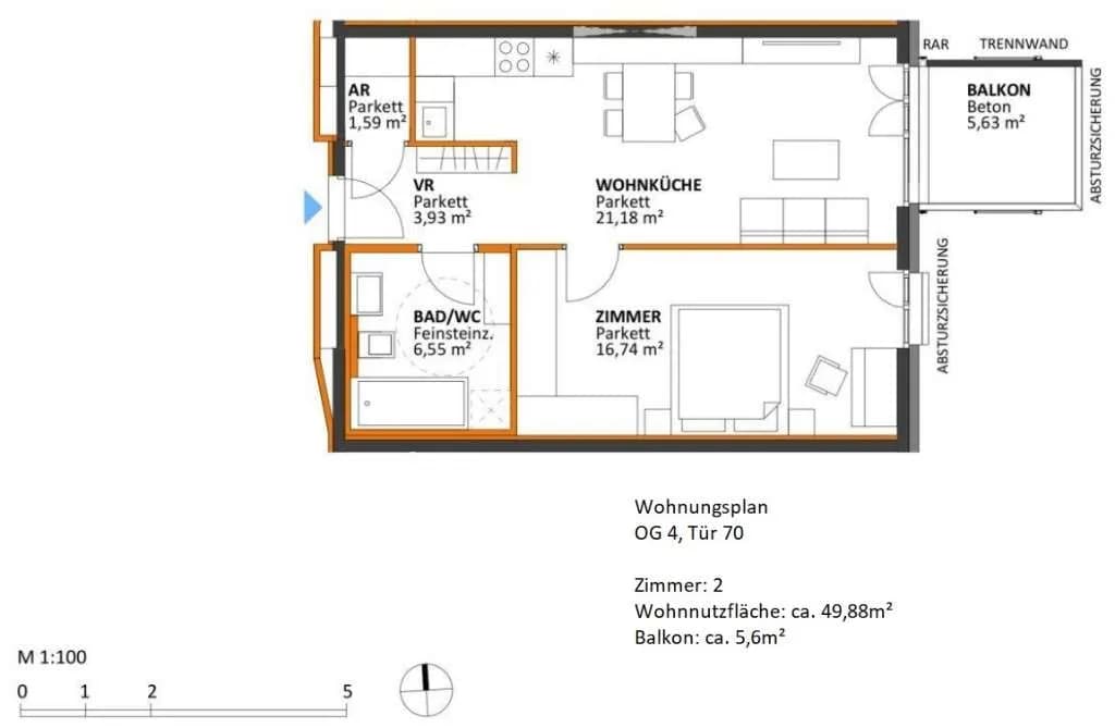 2-Zimmer-Wohnung mieten in Wien – 50 m², € 1.050 – Bild 2 von 33