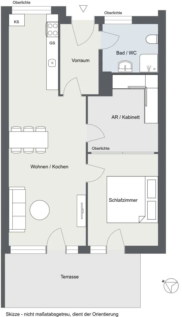 3-Zimmer-Wohnung mieten in Salzburg Stadt – 56 m², € 1.300 – Bild 1 von 8