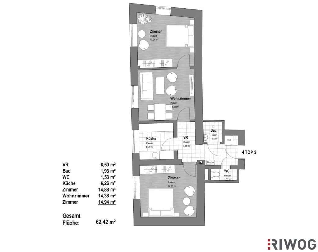 3-Zimmer-Wohnung kaufen in Wien – 62,42 m², € 289.000 – Bild 9 von 9