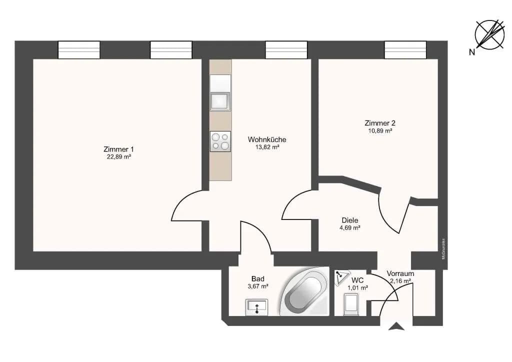2-Zimmer-Wohnung kaufen in Salzburg Stadt – 59,13 m², € 296.000 – Bild 5 von 5