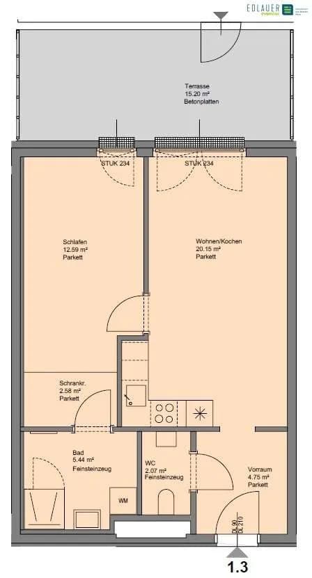 2-Zimmer-Wohnung mieten in Sankt Pölten – 47,58 m², € 749 – Bild 2 von 6