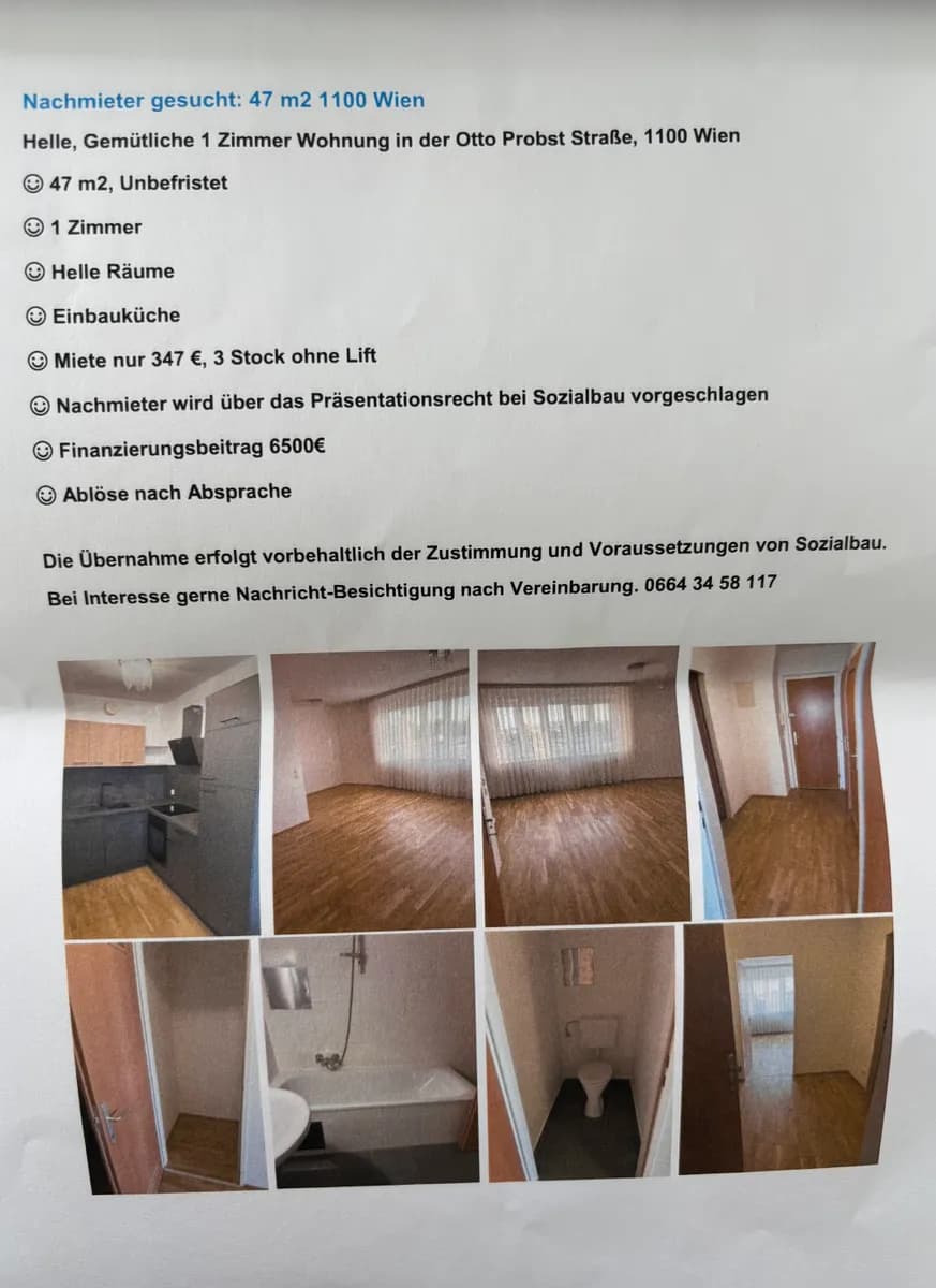 1-Zimmer-Wohnung mieten in Wien – 48 m², € 347 – Bild 8 von 8