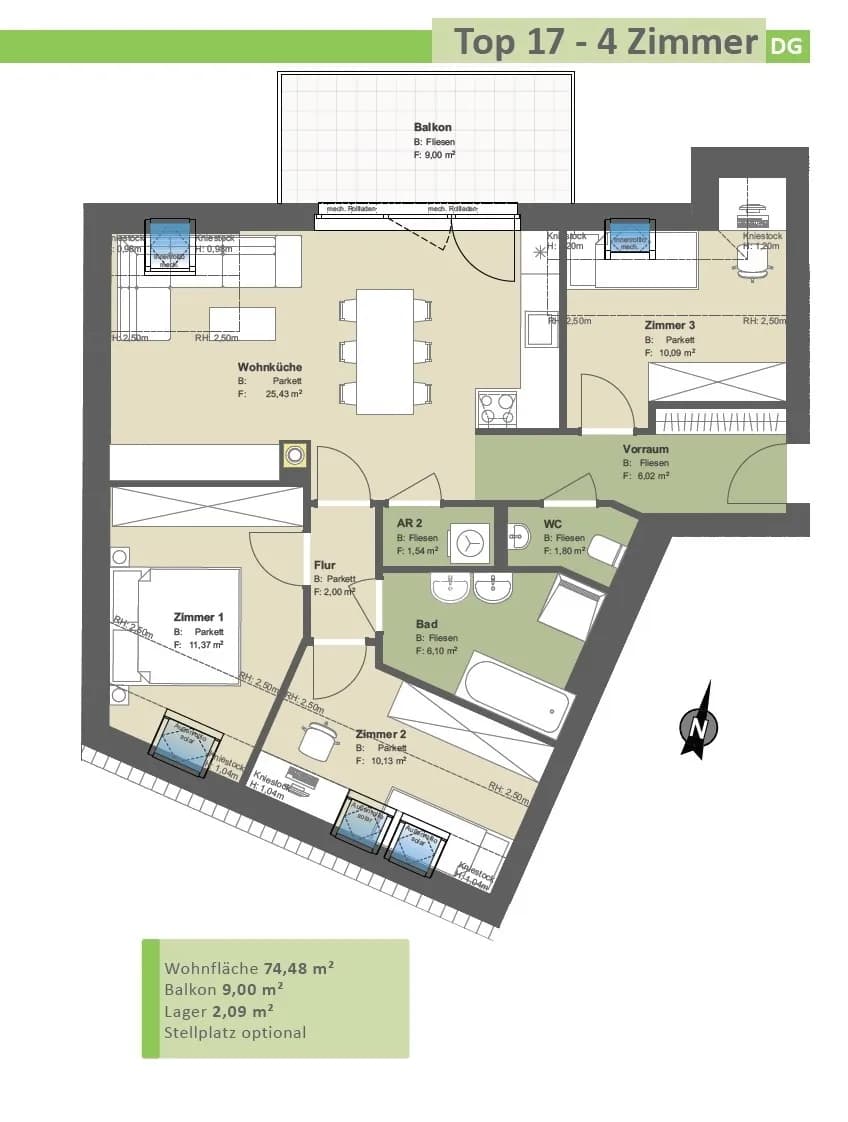 4-Zimmer-Wohnung kaufen in Tulln – 74,48 m², € 369.000 – Bild 6 von 28