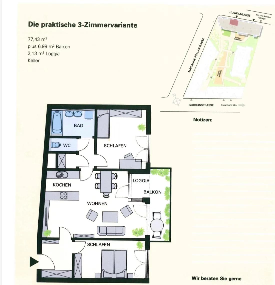3-Zimmer-Wohnung mieten in Wien – 77 m², € 1.500 – Bild 6 von 6
