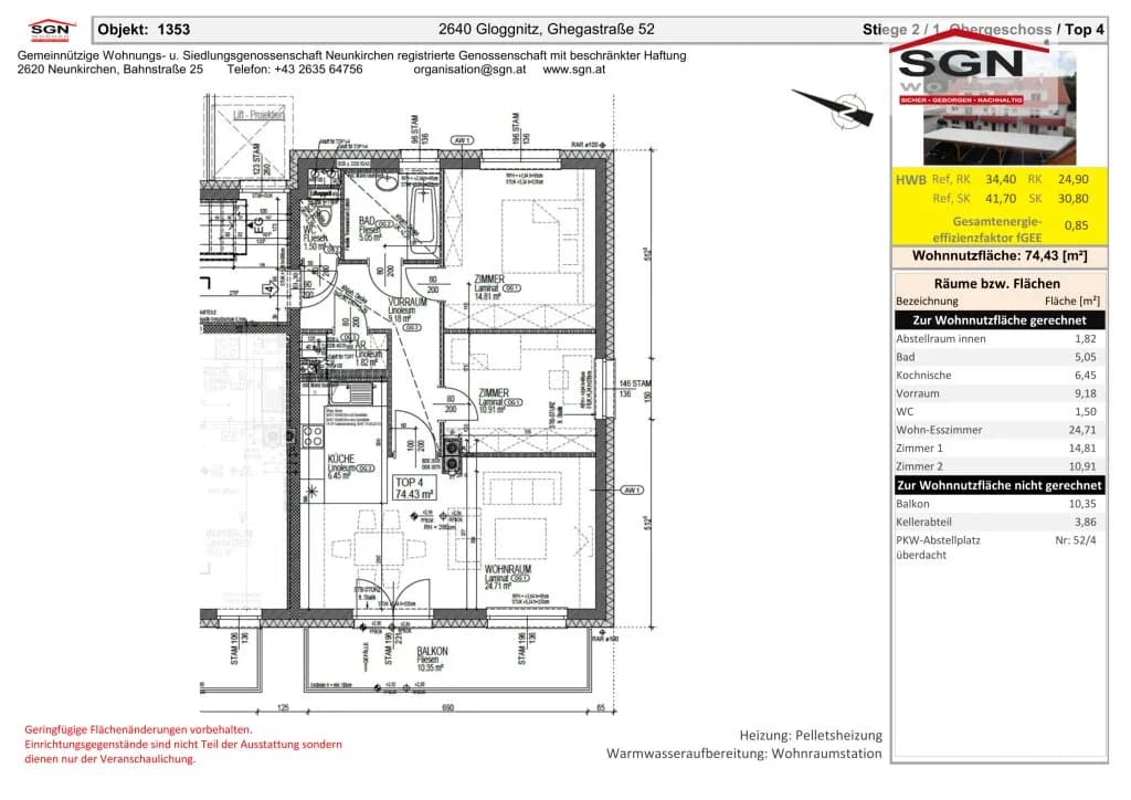3-Zimmer-Wohnung mieten in Neunkirchen – 74,43 m², € 874 – Bild 12 von 12
