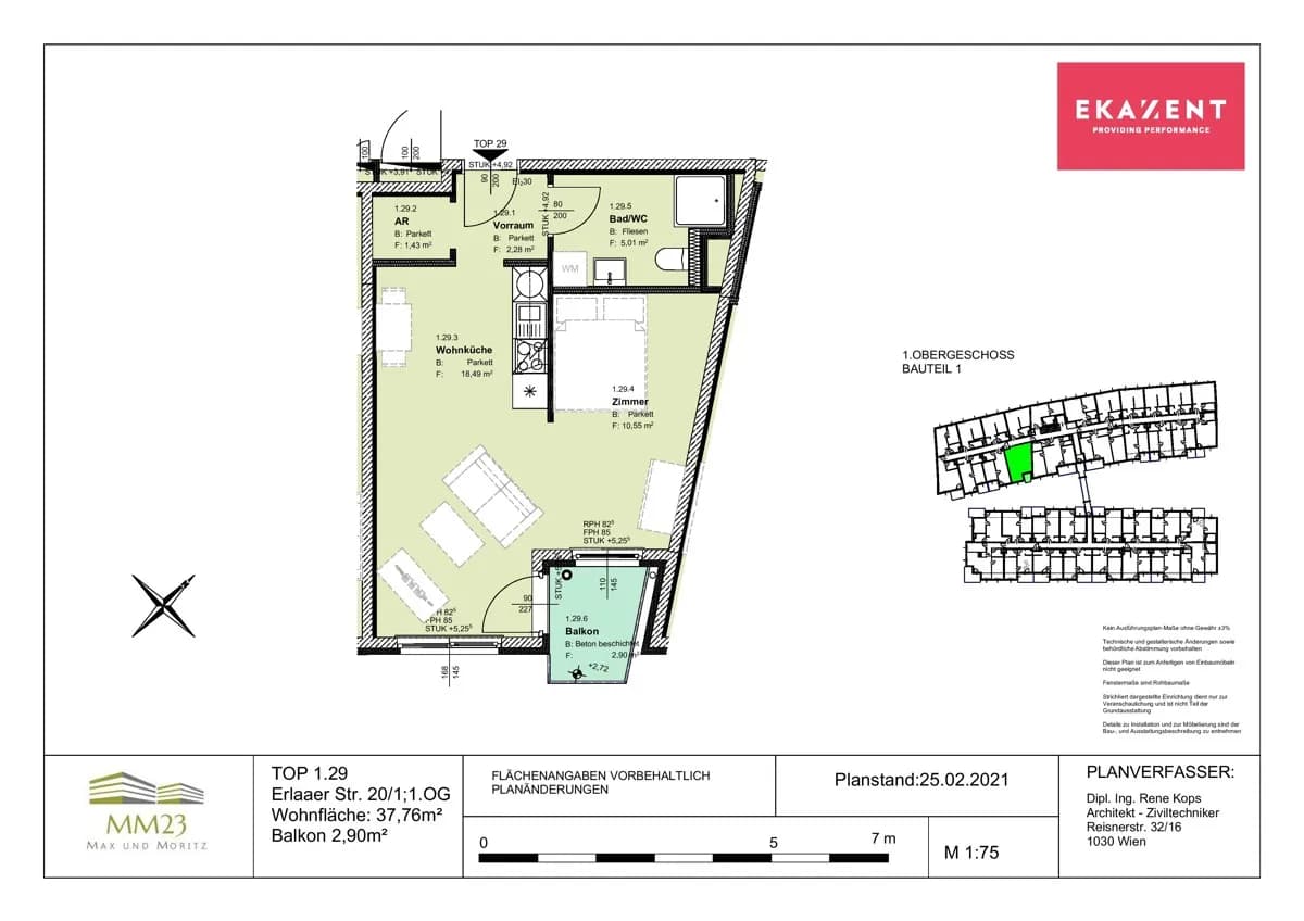 1-Zimmer-Wohnung mieten in Wien – 37,76 m², € 799 – Bild 2 von 11