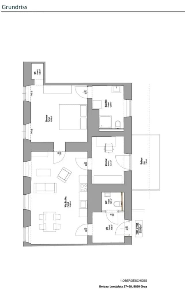 2-Zimmer-Wohnung mieten in Graz – 65,06 m², € 945 – Bild 4 von 4