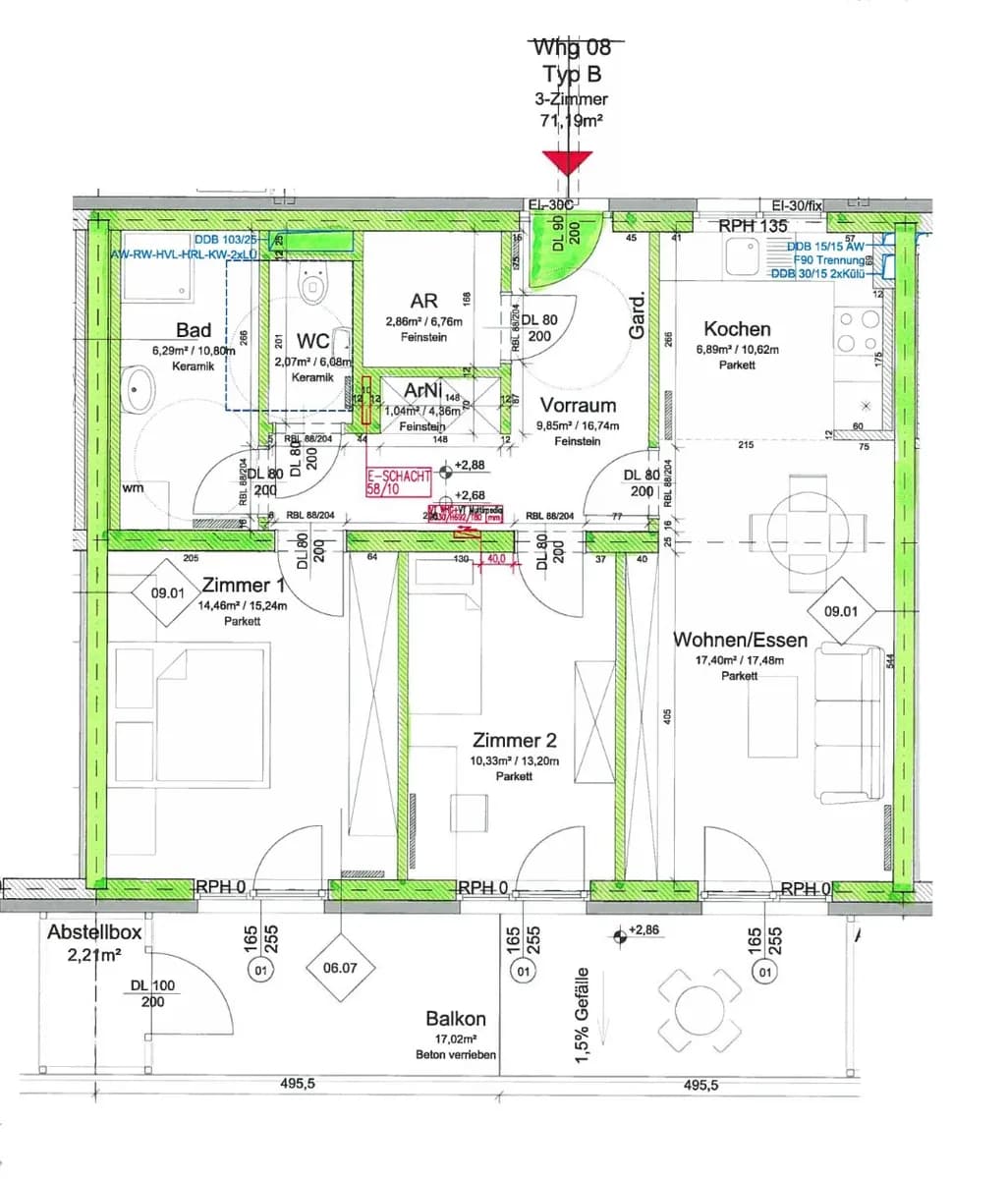 3-Zimmer-Wohnung mieten in Hartberg-Fürstenfeld – 71,1 m², € 878 – Bild 2 von 2