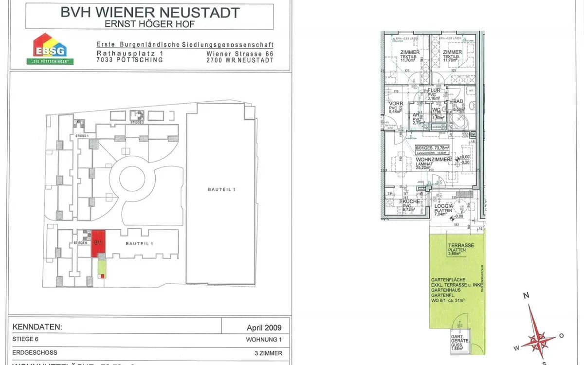 3-Zimmer-Wohnung mieten in Wiener Neustadt – 73,78 m², € 777 – Bild 2 von 2